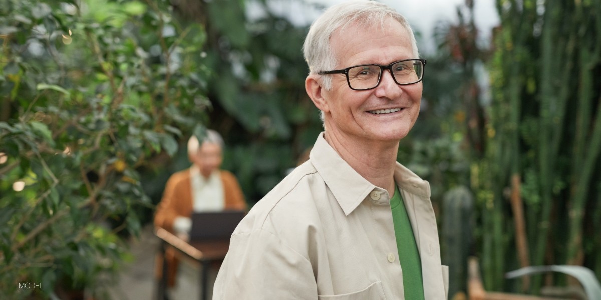 Senior Male Portraying Dental Implants Smile